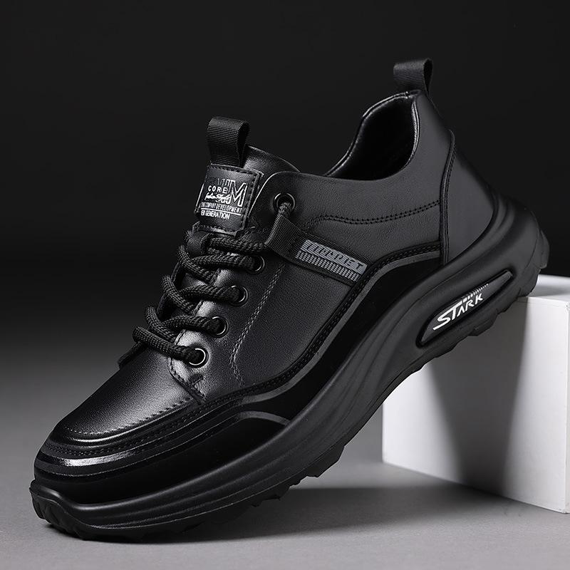 Trendy Men's Shoes First Layer Cowhide Autumn New Sports and Leisure Shoes Men's Light and Non-slip Daily Casual Leather Shoes Men's