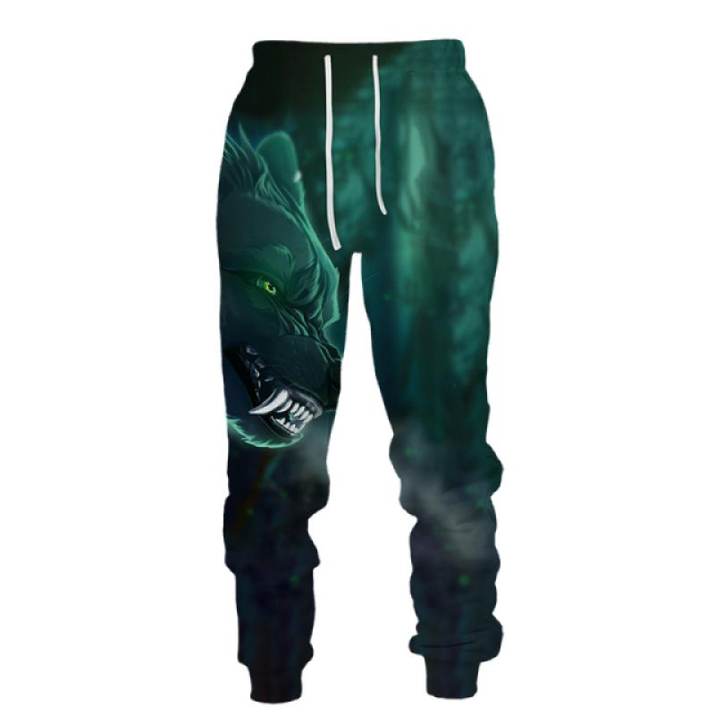 Повседневные брюки с 3D принтом волка, мужская спортивная одежда, длинные брюки, мужские уличные спортивные штаны, мужские брюки в стиле хип-хоп
