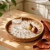 Creative Woven Tray Round Rattan Serving Tray Storage Tray Rattan Tray  Living Room