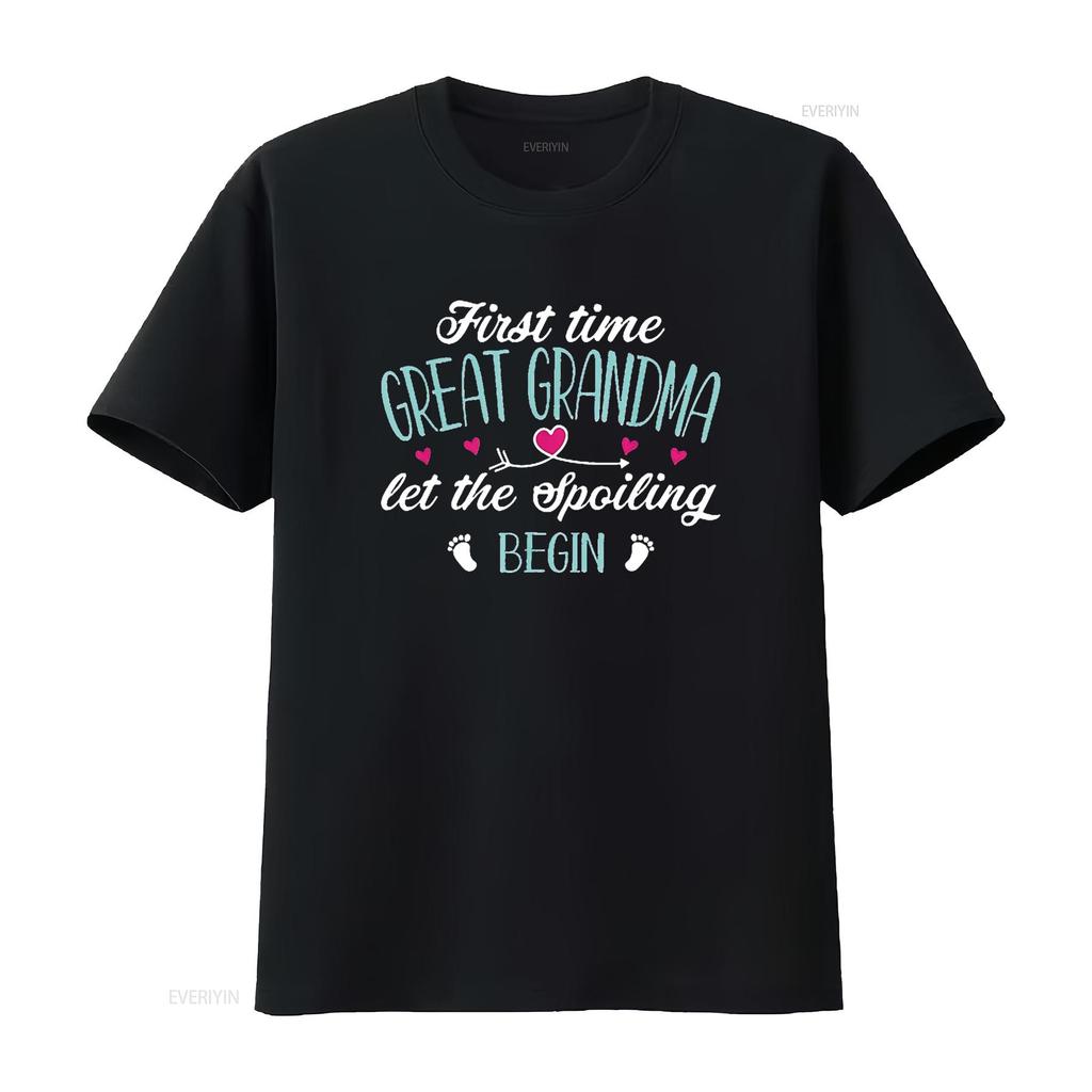 Womens First Time Great Grandma Let the Spoiling Begin New 1st T Shirt Black 4X Large vintage Washed Breathable Stretched