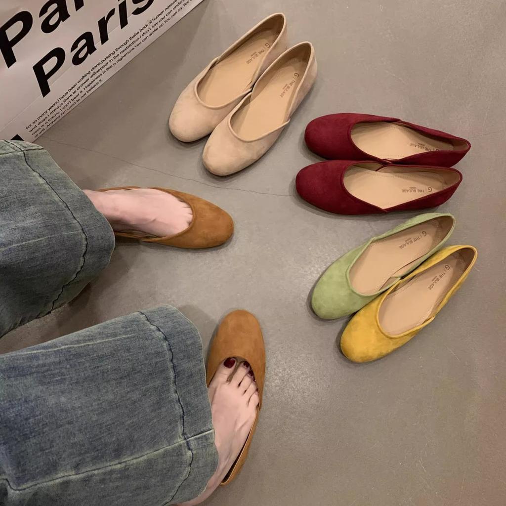 Soft Leather Version Suede Retro Soft Sole Mary Jane Shoes Women's New White Light Mouth Small Red Shoes Versatile with Skirt Single Shoes