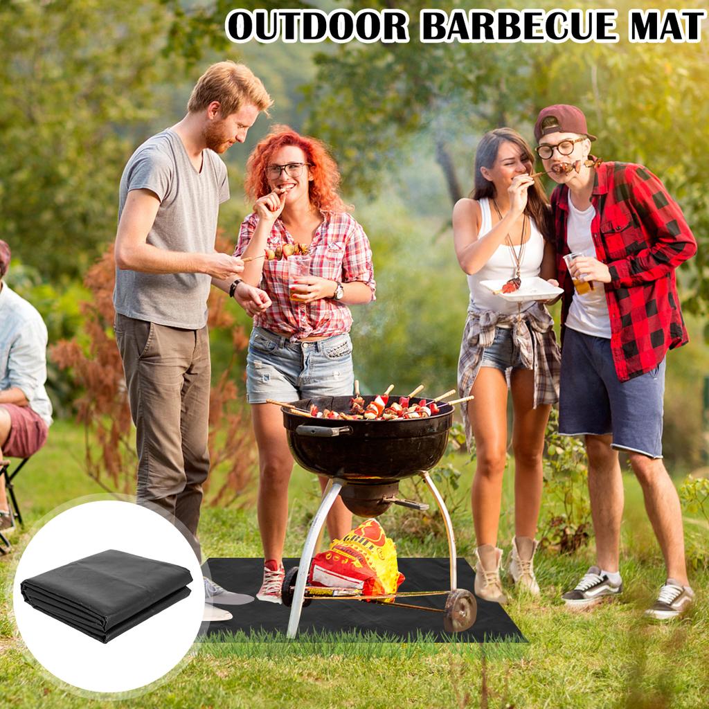 Огнестойкий складной коврик для гриля, жаропрочный квадратный защитный коврик для барбекю, переносной коврик для гриля на лужайке и террасе, многоразовый