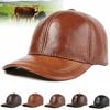 Men's Genuine Leather Baseball Cap for Autumn and Winter Outdoor Top-Grain Cowhide Hat