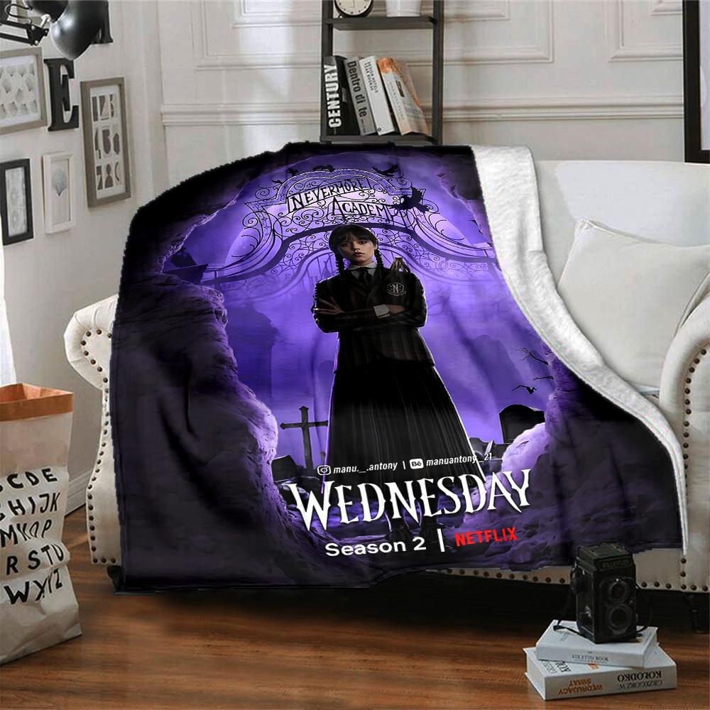 1pc Nevermore Academy Wednesday Soft Flannel All-Season Throw for Home, Office, Outdoor UseDurable Comfort 100580