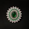 High-End Court Style Oval Brooch Female Retro Emerald Brooch Luxury Temperament Pin Exquisite Suit Accessories