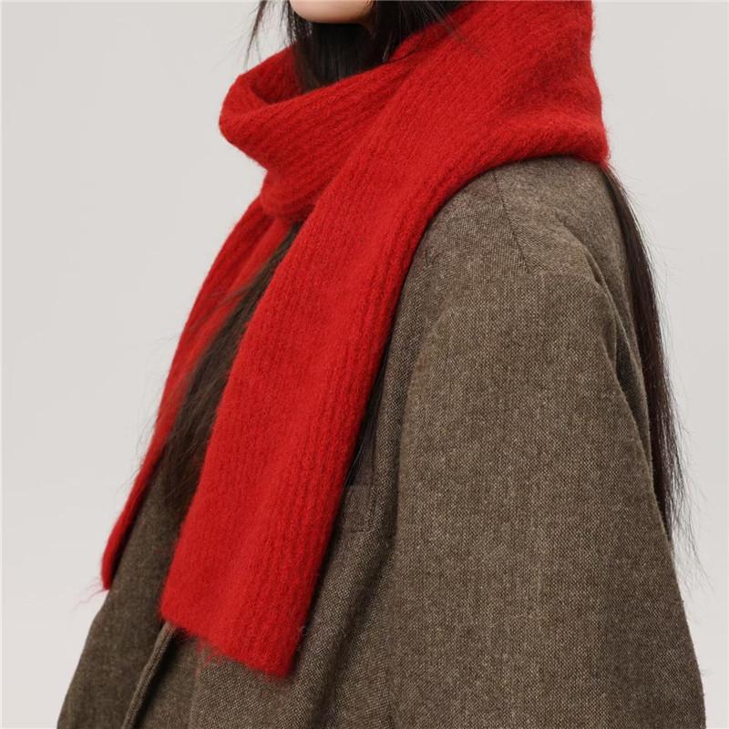 October siege knitted scarf women's autumn and winter hat women's new versatile solid color soft waxy warm containing wool two-piece set
