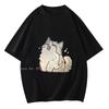 Fashion Funny Cartoon Cat Printing Cotton Tshirt Summer Harajuku Casual Oversized T-shirt O-neck Men's Clothing Unisex Tops Tees
