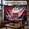 Custom Name Flannel Throw Blanket Poland Football Pattern Warm Home Decoration