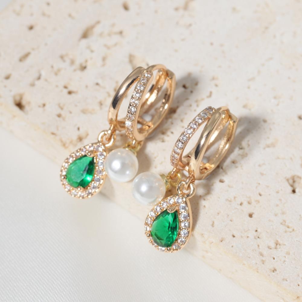 1 Pair Fashion Water Droplets Zirconia Dangle Earrings for Women Imitation Pearls Earring Jewelry Wedding Party Accessories