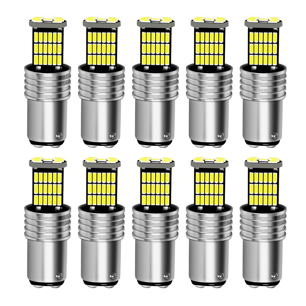 1156 BA15S 1157 BAY15D 4014 Chips 10 Pieces LED Reverse Stop Brake Rear Lights Bulbs 6000K White Canbus No Error for Car/Truck Bulbs 7