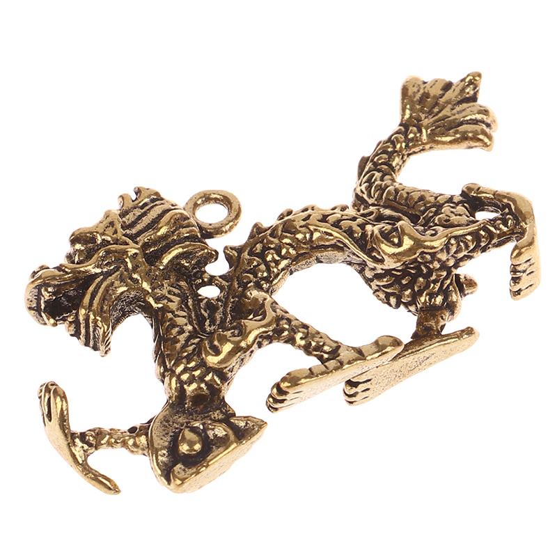 1Pc Solid Brass Zodiac Dragon Small Statue Desktop Ornament Feng Shui Decor