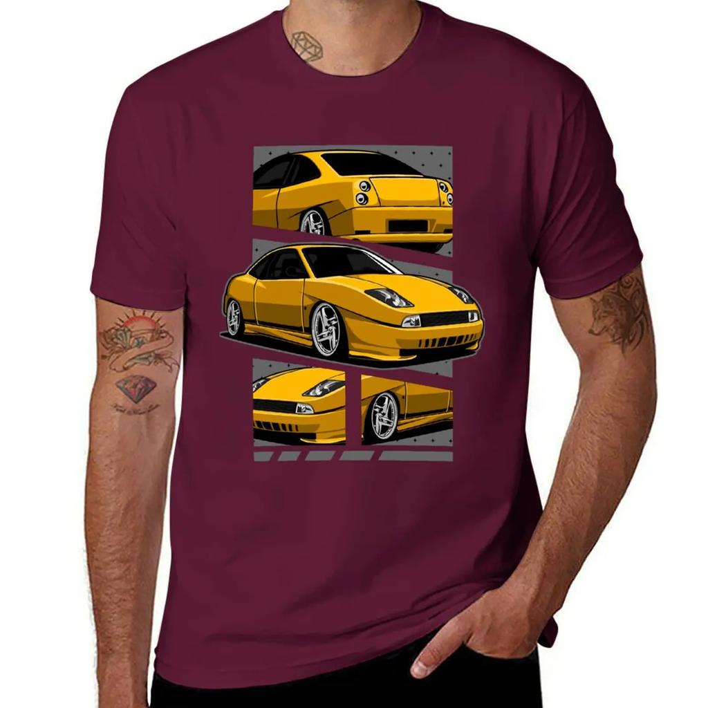 Fiat Coupe 20V Turbo Yellow TShirt graphics korean fashion blacks tshirts for men 2025 new model