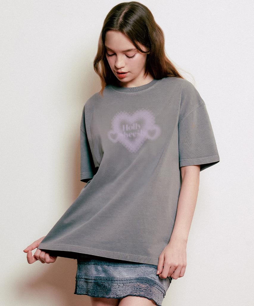 WILDROCK Hollysheesh Heart Pigment Oversized Short Sleeve T-Shirt_6 Colors (Cropped) (Type B)