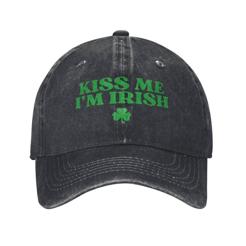Summer Kiss Me Im Irish St Patricks Day Baseball Cap Sun Sunscreen Design Washed Trucker Hat Unisex Unisex Hippie Baseball Caps