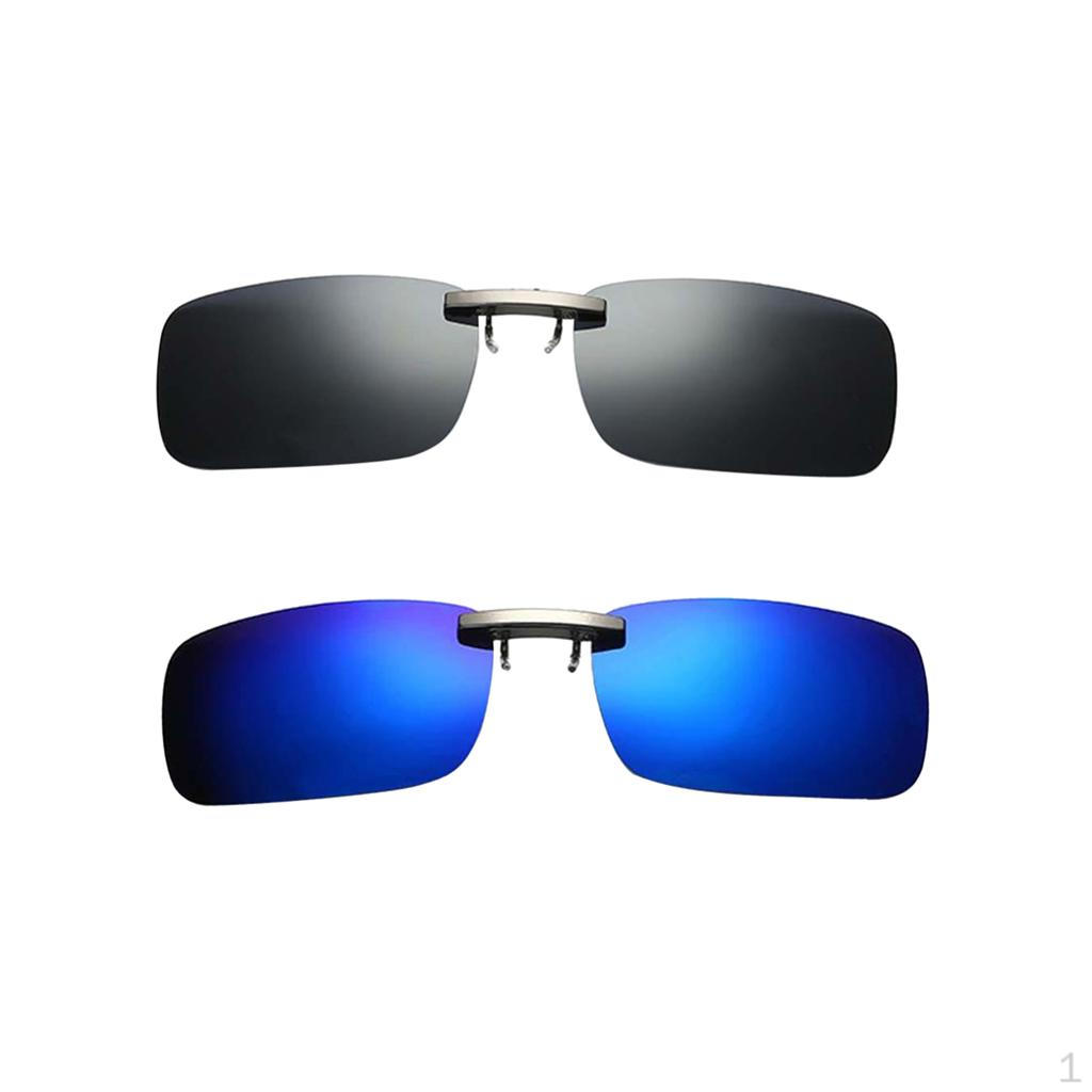 2Pieces Unisex Fishing Polarized Clip On Sunglasses Driving Day Night Vision Lens