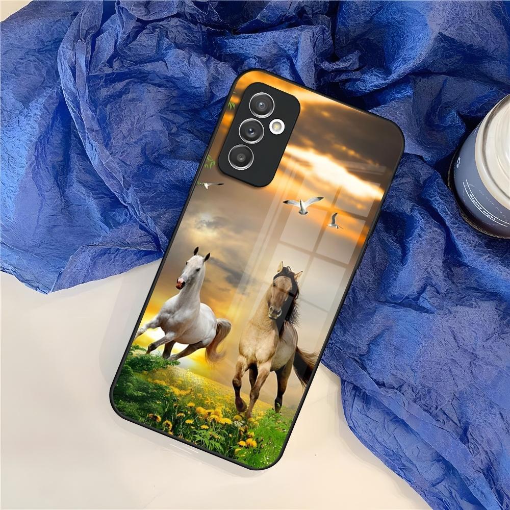 Чехол для телефона с изображением животного Лошадь для Samsung S24 S30 S21 S23 S20 S22 Fe S10 E S9 Note 20 10 Pro Ultra Plus стеклянная Крышка
