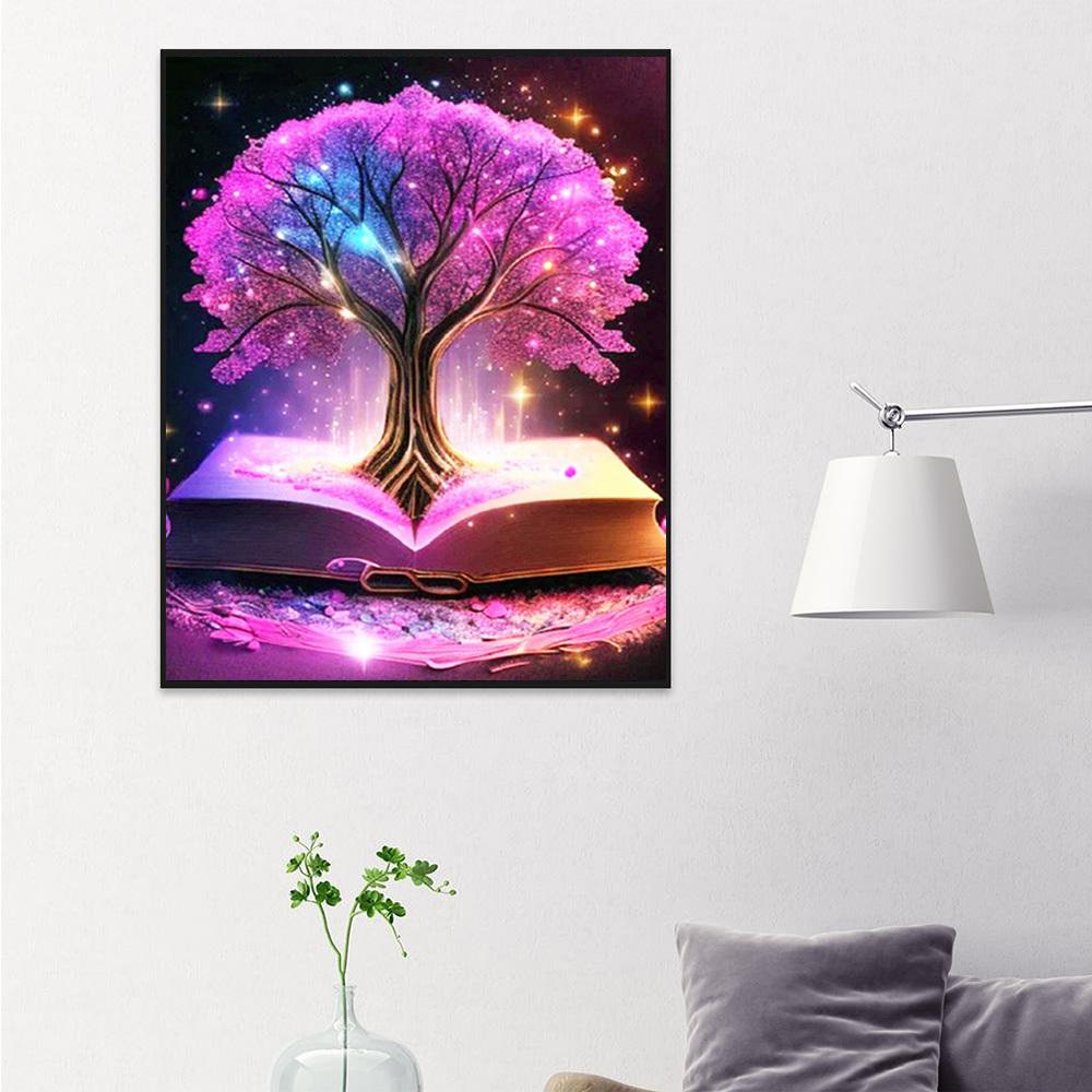 5D Diy Алмазная картина Фэнтези Дерево Вышивка Мозаика Книга Пейзаж Квадрат Круглый Домашний Декор