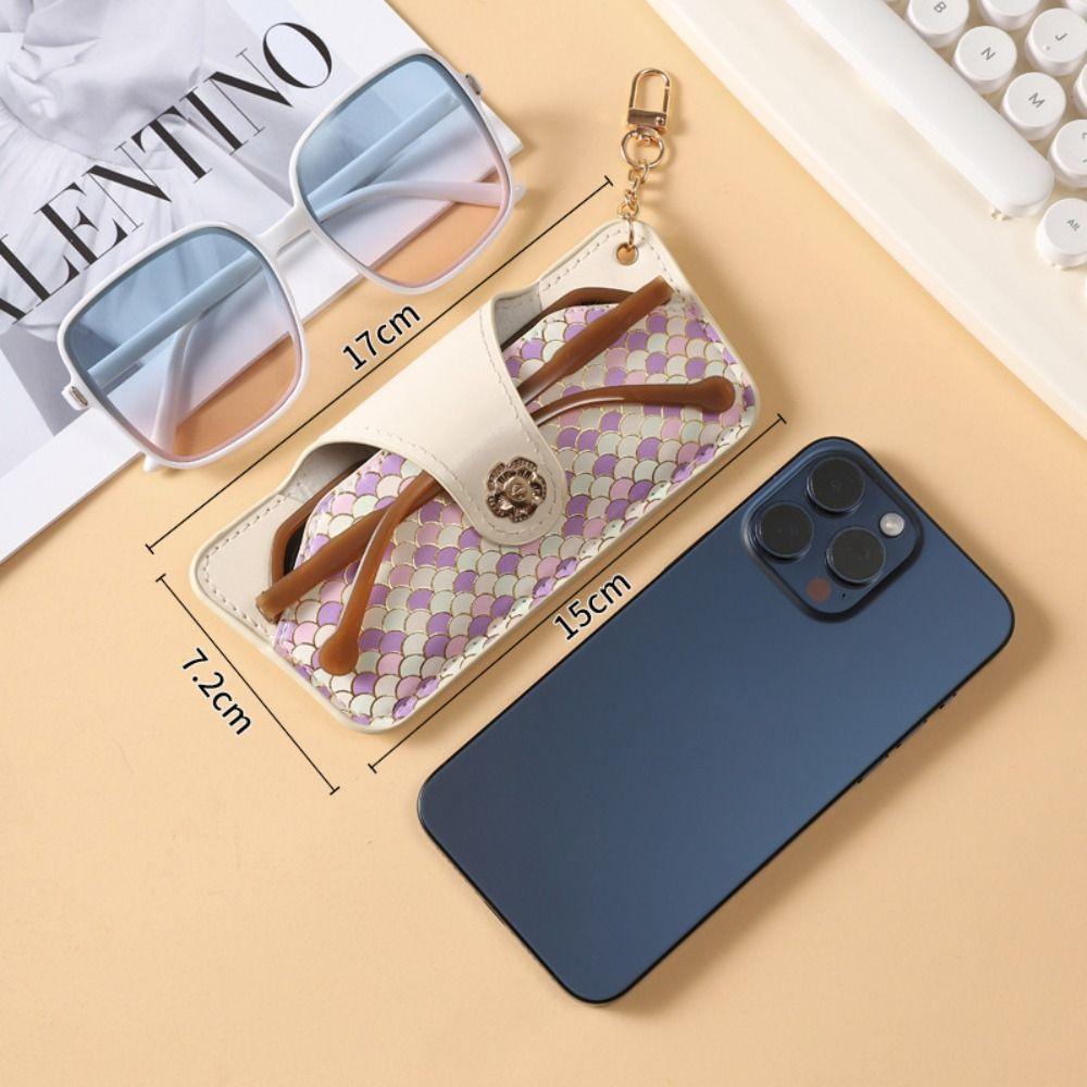Fashion Glasses Holder Sun Glasses Case Buckle Soft Lining Protective Cover PU Leather Portable Glasses Box Girl