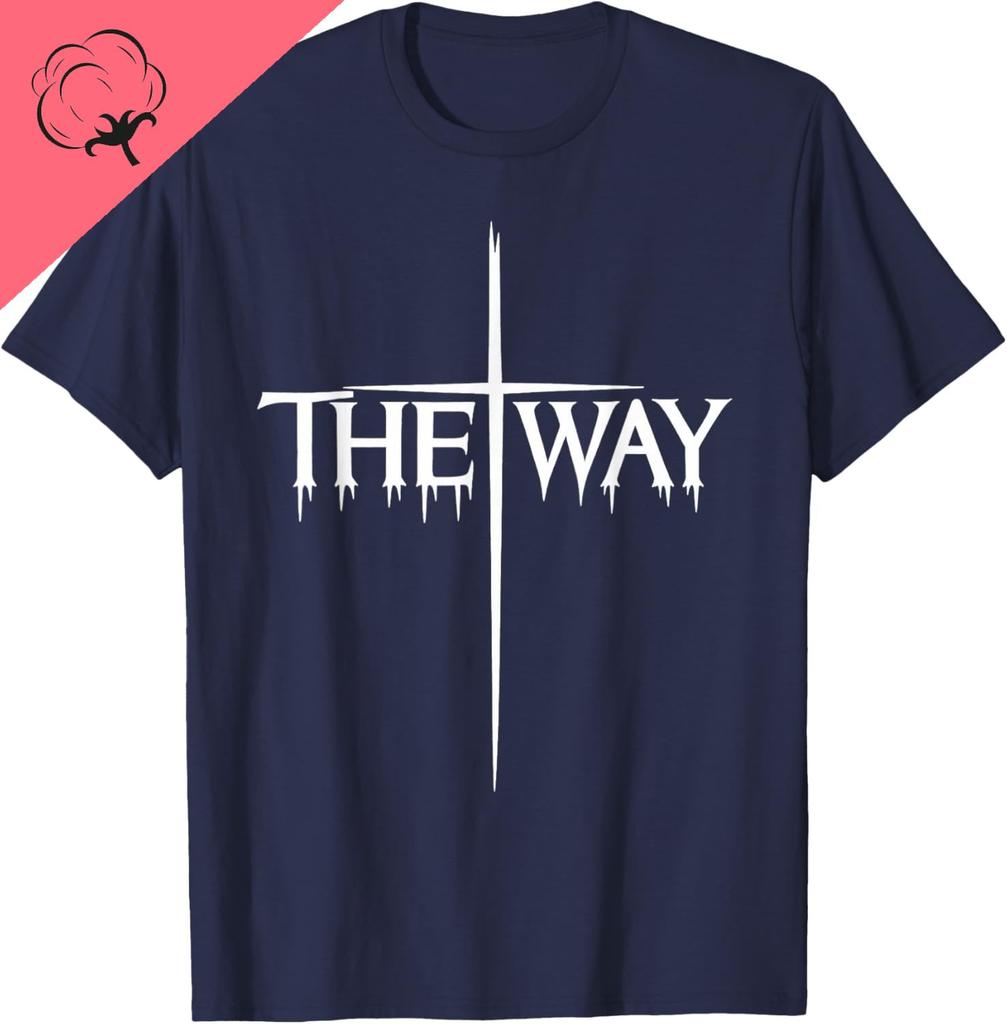 The Way Jesus Cross Graphic Scripture Inspired Wear Tshirt Vintage Clothes Breathable And Comfortable Cotton Tee Camisas