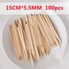 100pcs 15cm*5.5mm Bamboo Skewer Sturdy Disposable Barbecue Fruit Natural Wood Sticks Barbecue Party Food BBQ Tools Accessorie