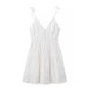 Kaslead New Arrival Women's Clothing Fashion Style Fashion Casual Minimalist Cotton Cloth Embroider V-neck Strap Dress