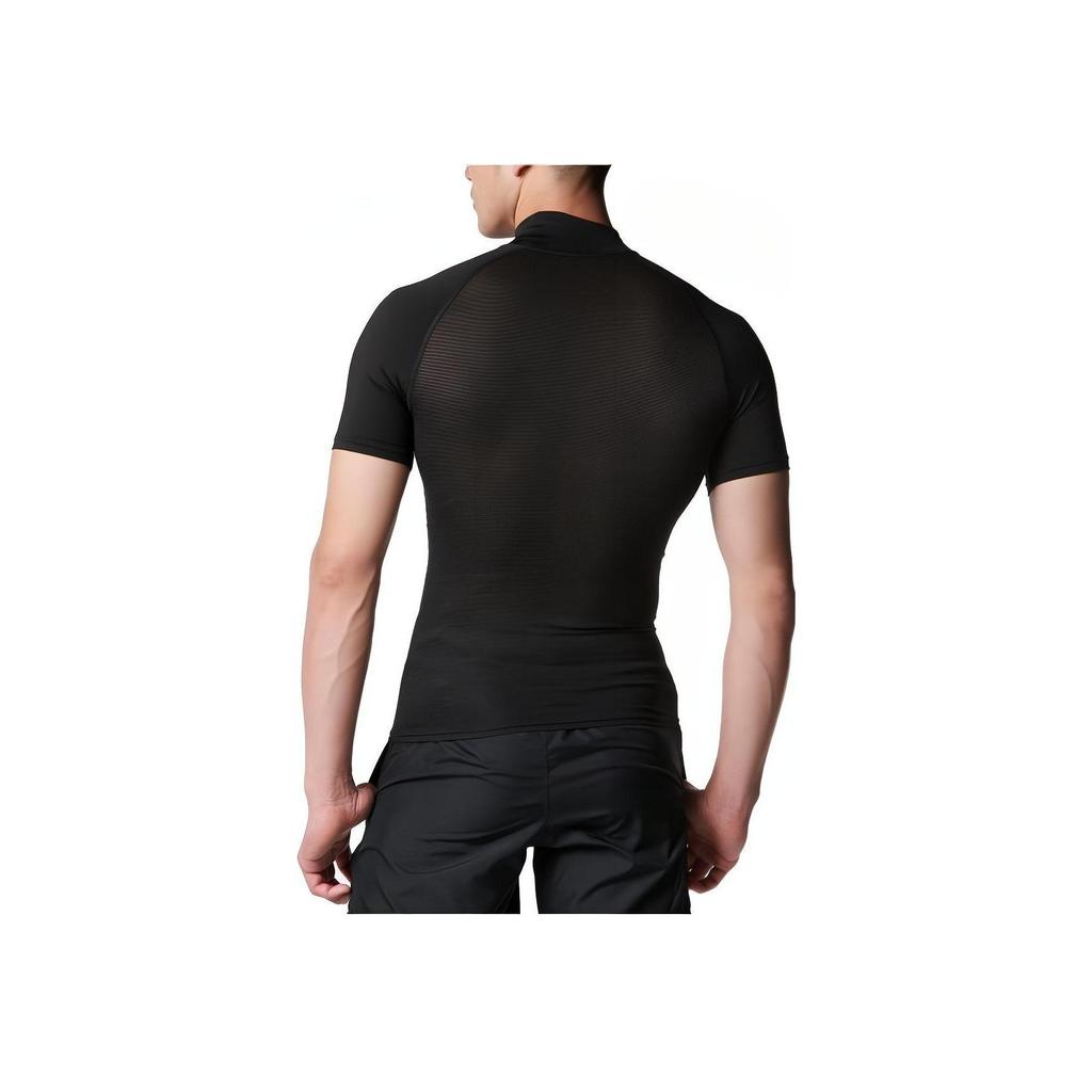 Under Armour Solid Color Logo High Neck Slim Fit Baseball Raglan Short Sleeve T-Shirt Men Tops Black 1358642-001
