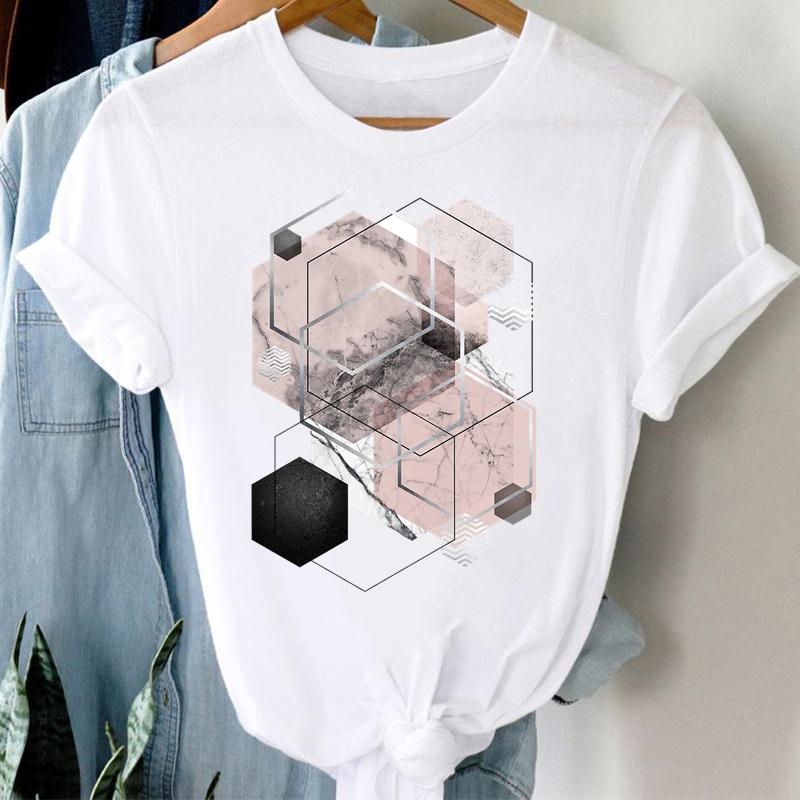 Women Watercolor Abstract Painting Print Short Sleeve Tee Top Fashion Tshirt Clothing Casual Summer Lady Female Graphic T-shirt