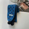 Korean version of small fresh double-sided polka dot knitted scarf women's winter warm neck protection jacquard hairball scarf soft waxy versatile