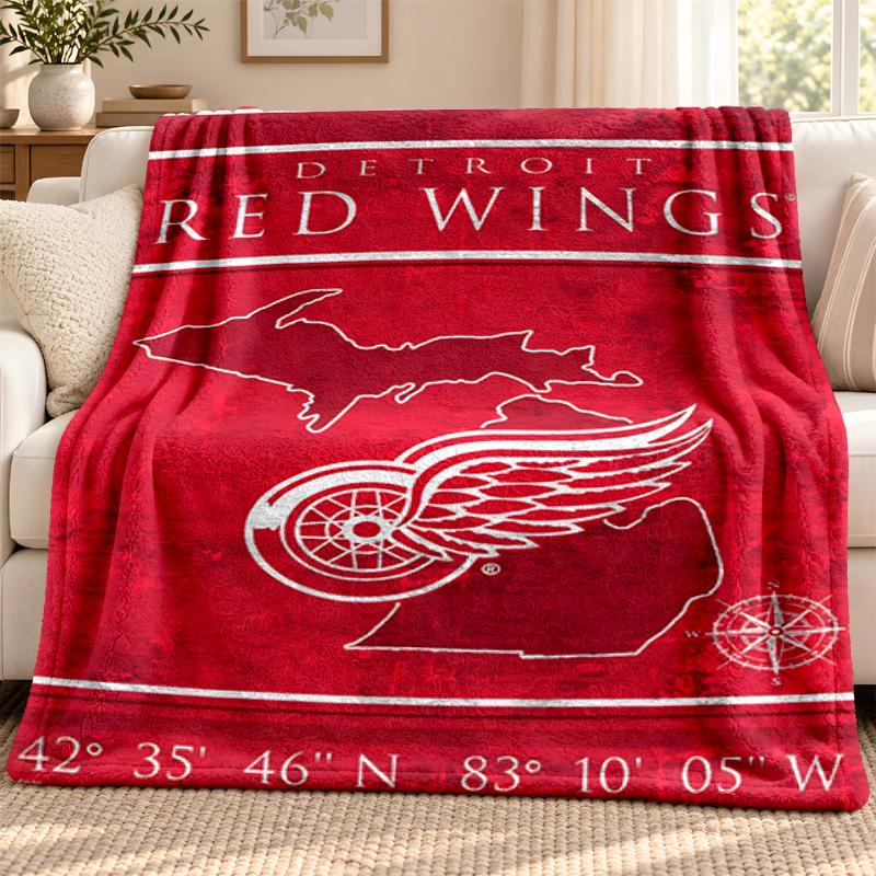 Detroit Red Wings blanket Flannel Blanket Soft Cozy Plush Throw for Sofa Bed Lightweight Home Decoration Outdoor camping