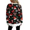 Women's Christmas Print Crewneck Sweatshirt Long Sleeve Pullover Top with Scalloped Wavy Hem