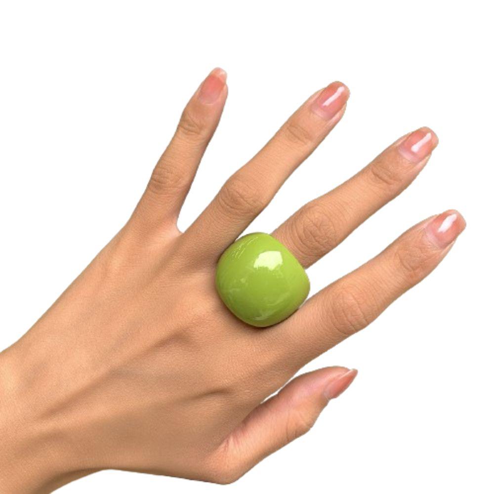 Candy Color Geometric Ring Classic Big Dome Plain Ring Jewelry Accessories Acrylic Ring Part