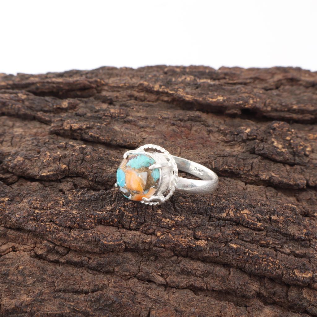 Spiny Oyster Handmade Gemstone Ring, 925 Solid Sterling Silver Ring Designer Jewelry, For Anniversary Gift