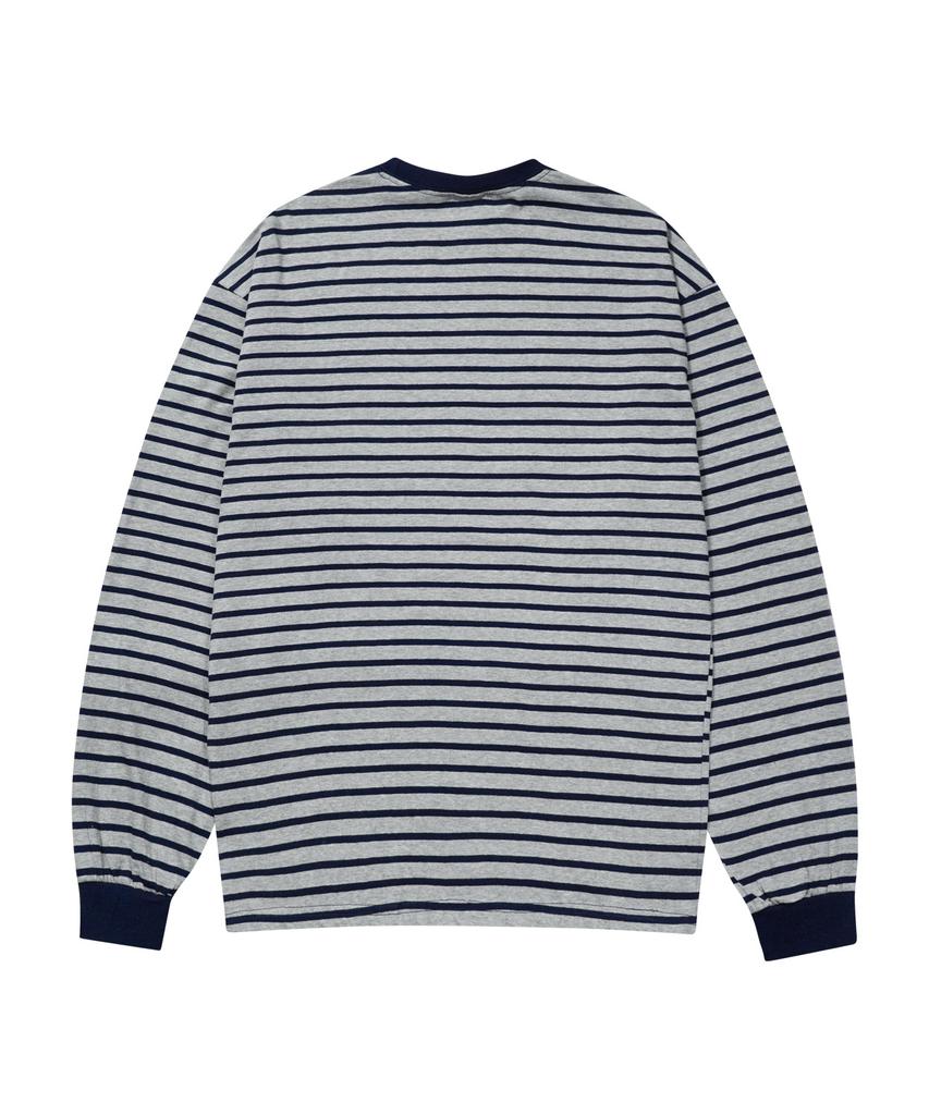 STENDS [M~4XL] Полосатая футболка с длинным рукавом_Серый