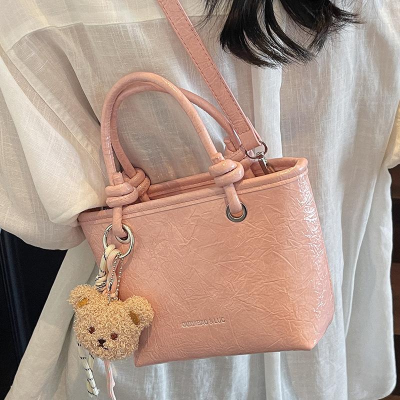 2025 Summer New Fashion Korean Lychee Pattern Portable Commuter Bag Women's Fashion Small Tote Bag Messenger Bag