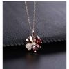 Korean Lucky Four-leaf Clover Natural Garnet Pendant Necklace