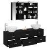 Bathroom Furniture Set 4 pcs Black Oak Engineered Wood and Glass