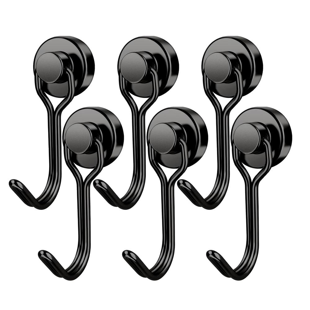 Magnetic Hooks Heavy Duty Magnetic Swivel Hooks Cruise Black Strong Neodymium Magnet Hook for Refrigerator, Grill, Locker