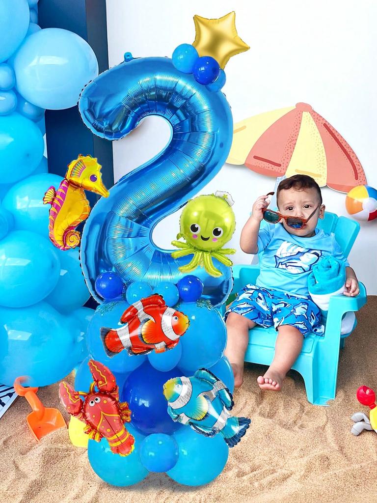 24pcs Cute Sea Animal Theme Balloons Lobster Octopus Seahorse Fish Shape Balloon for The Sea Party Decoration Birthday Balloons