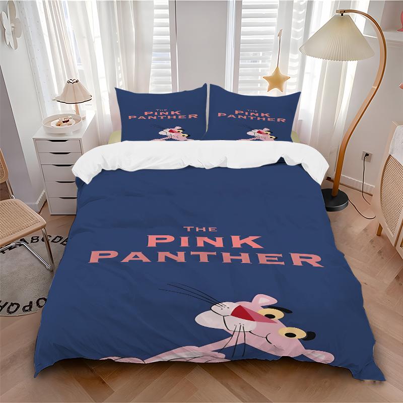 3Pcs Pink Panther Adventure Bedding Sets For All Sizes New 3D Printed Bed Cover Comforter Duvet Cover Pillowcase Bedroom Decoration
