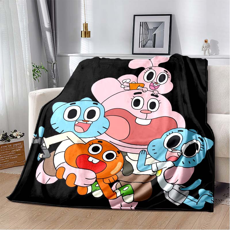 The Amazing World of Gumball Print Flannel Throw Blanket Soft Warm Cartoon Bed Sofa Cover for Kids Bedroom Home Decor Gift