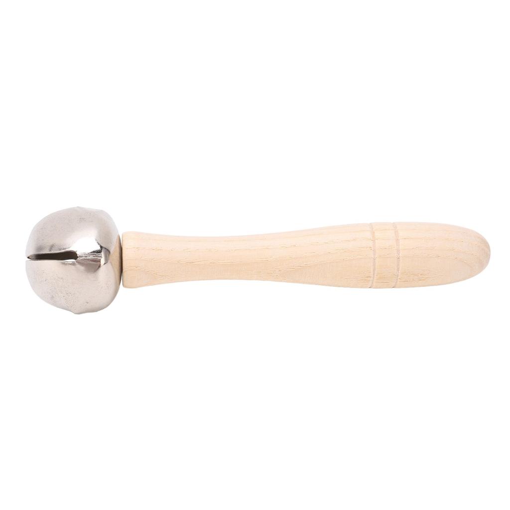 Wooden Jingle Hand Bell Solid Wood Handle Stick Shaker Children Musical Instrument Orff Toy Round
