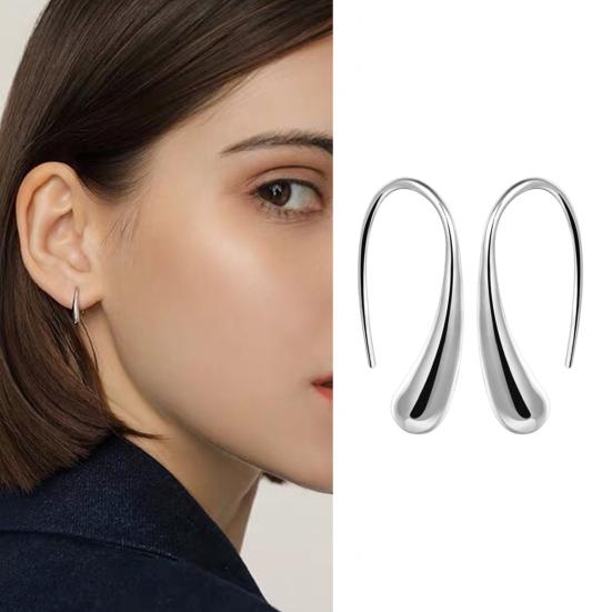 1 пара женских висячих серег из нержавеющей полированной меди, сплошной цвет, полые капли воды, антиаллергенный крючок для ушей, легкие украшения для ушей