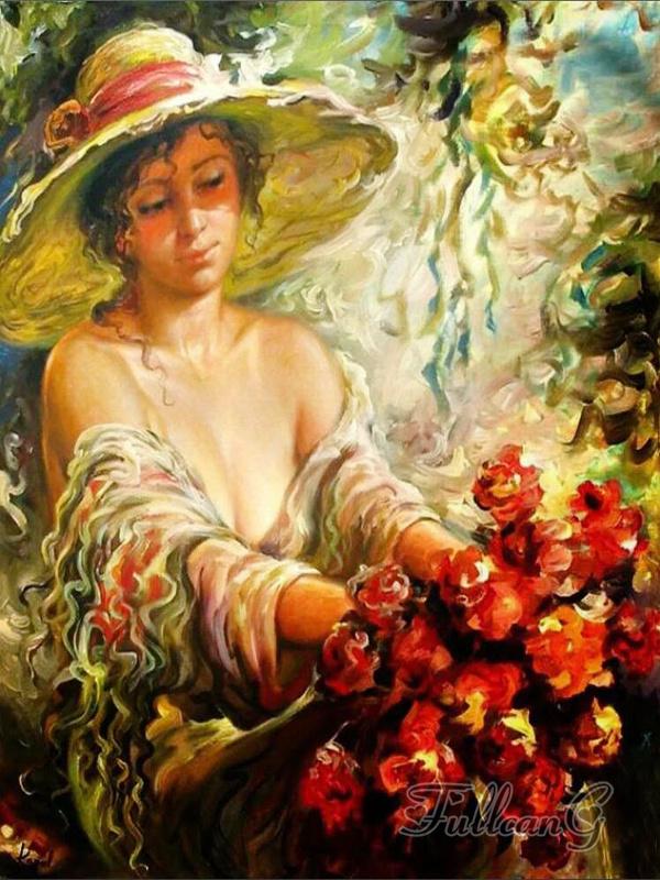 Алмазная живопись Новые поступления Фэнтези Женщина Цветок Diy Полный горный хрусталь Вышивка Абстрактная девушка Искусство Мозаика Наборы для вышивки крестом Домашний декор FG1742