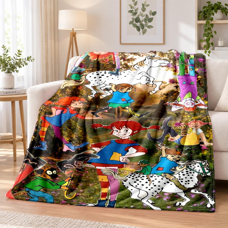 Pippi Longstocking Flannel Throw Blanket Soft Warm Cozy For Sofa Bed Indoor Home Bedroom Use