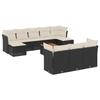 VidaXL Salon de Jardin avec Coussins 11 pcs, Canapés de Terrasse, Ensemble de Meubles de Patio, Mobilier d'Extérieur, Noir 3223879