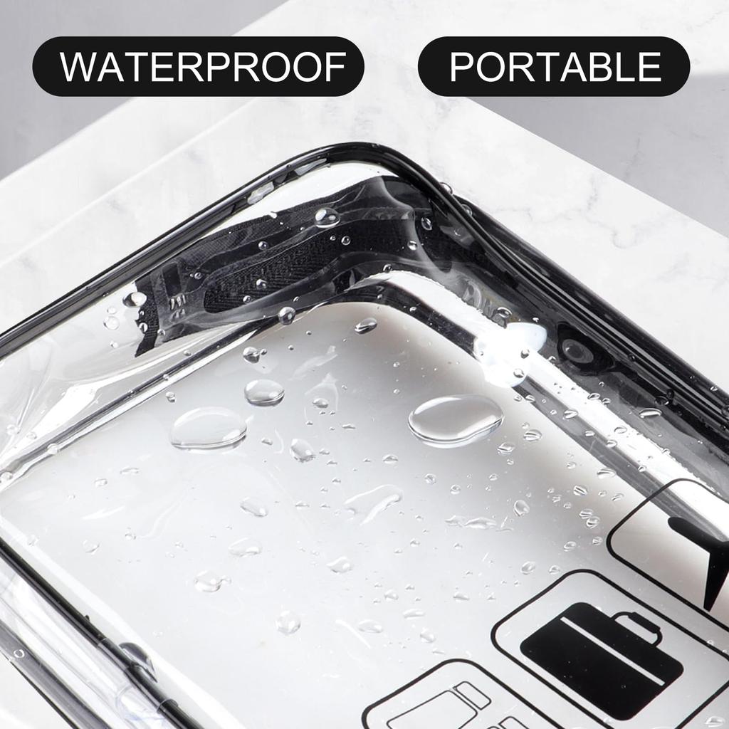 Two Clear Vinyl Large Capacity Waterproof Transparent Bath Portable Transparent Pouches for Business and Everyday Makeup Storage Pouches, Pouches,