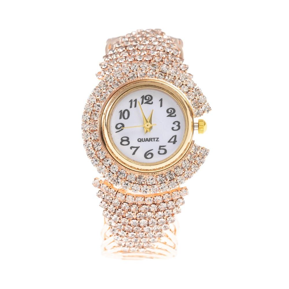 Elegant Quartz Zircon Wrist Watch Clock Open Bangle Watches Light Luxury Crystal Watches Gifts