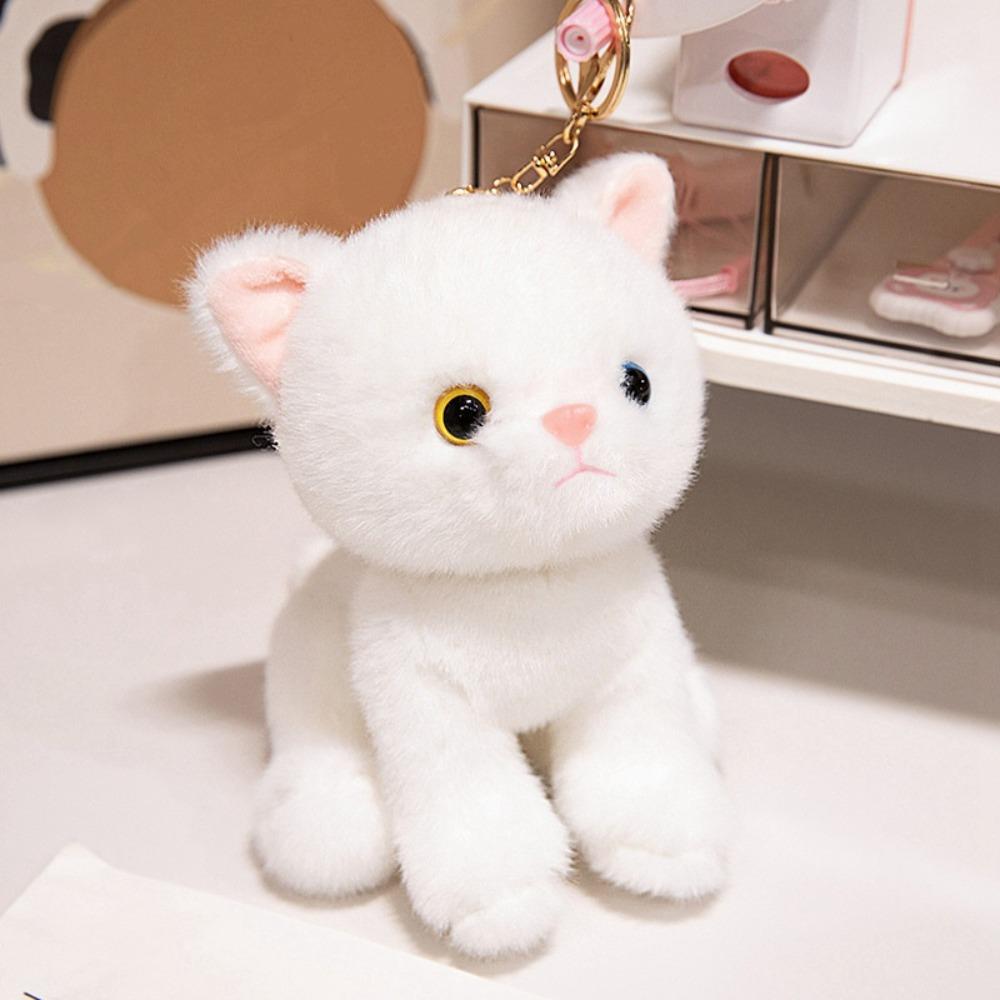 Stuffed Animal Simulated Cat Doll Soft Furry Stuffed Cat Keychain Kitten Plush Toy  Girls Gift