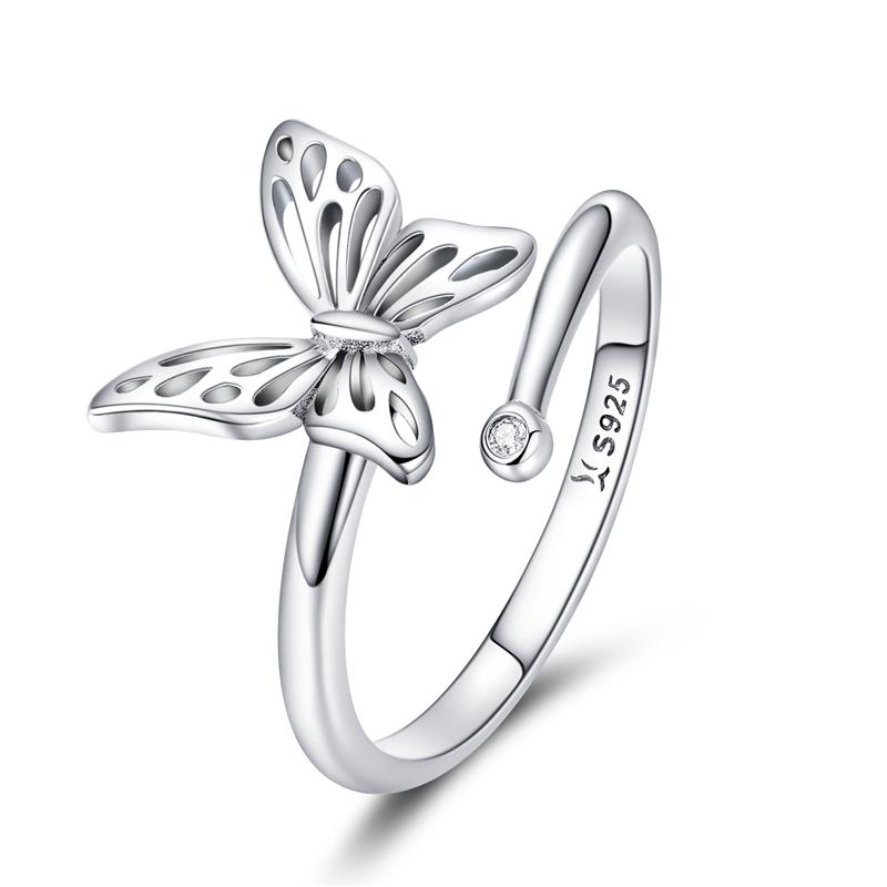 WOSTU 925 Silver Pet Cat Stackable opening Ring For Women Snake Dog Adjustable rings Fine Jewelry Party Birthday Gift