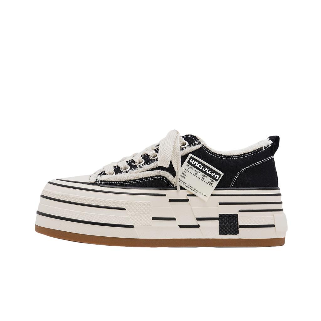 Калифорнийский колледж повседневный стиль грубой кромки нищенские туфли женские 2025 новые парусиновые туфли на толстой подошве с завышенной круглой головкой на шнуровке